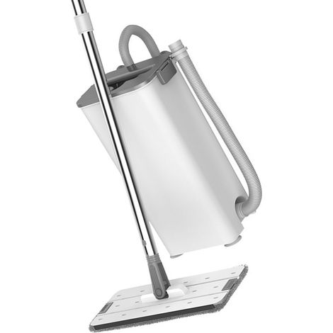 Balai à franges plat mains libres avec 3 lingettes, utilisation humide et sèche, système de raclage d'eau ultra-efficace pour le nettoyage des parquets, base élargie de 40 cm, seau renforcé et épais