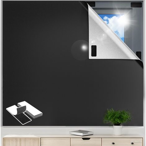 Stores occultants à Coller en Tissu Oxford 420D 100% Occultant,400 × 145cm Store Occultant sans Percage, Film Occultant Portable pour Chambre à Coucher, Chambre d'enfant, Voyage Temporaire Etc (1/5)