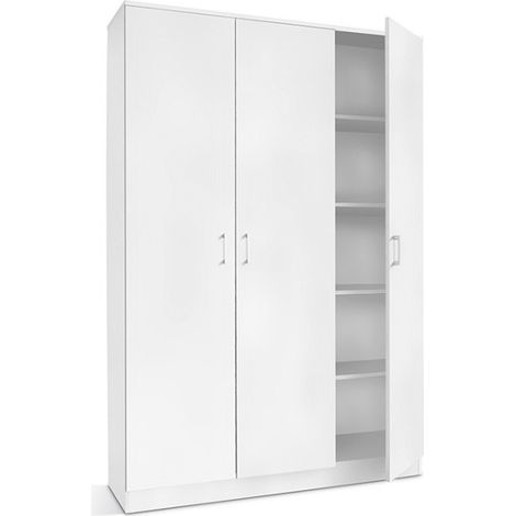 Dreitüriger Schrank in Weiß aus der REY Kollektion. Ideal als Garderobe für Ihren Eingangsbereich oder Ihre Waschküche.