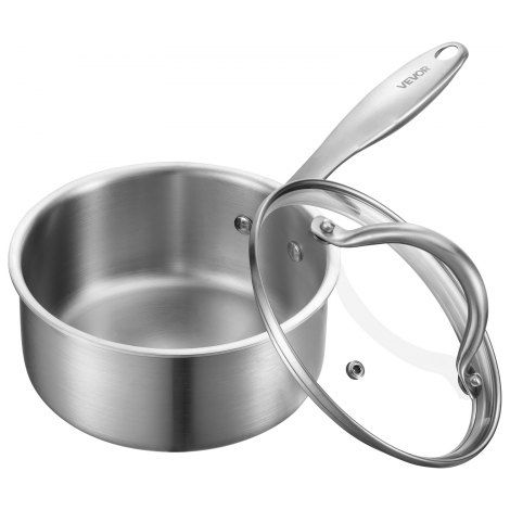Casserole en Acier Inoxydable 1 - 4 L Poêlon avec Couvercle en (1/5)