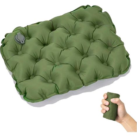 Coussin de siège gonflable, coussin de camping gonflable léger, imperméable et portable, adapté à l'escalade, la randonnée, au bureau, en avion, en voiture et dans les tribunes (vert) (1/5)