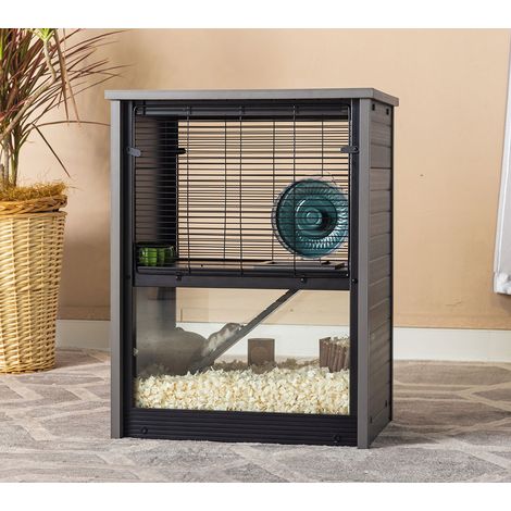 Jaula para hámster de 2 Pisos - Casa para roedores multinivel - Mueble Decorativo - 55,2x42,7x72,5cm