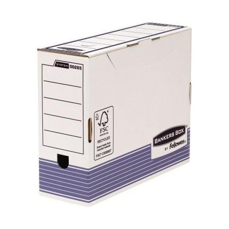 Archivbox ® System 8,5 x 32,7 x 26,5 cm (B x H x T) DIN A4 mit Archivdruck Karton weiß blau (1/4)