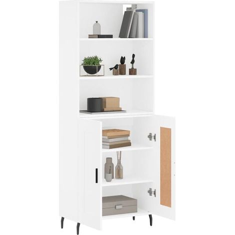 Buffet de Cuisine Blanc Hauteur 180 cm, Meuble Rangement Moderne en Bois d'Ingénierie 69.5x34x180 cm avec Étagères Ajustables pour Salle à Manger et Salon (1/5)