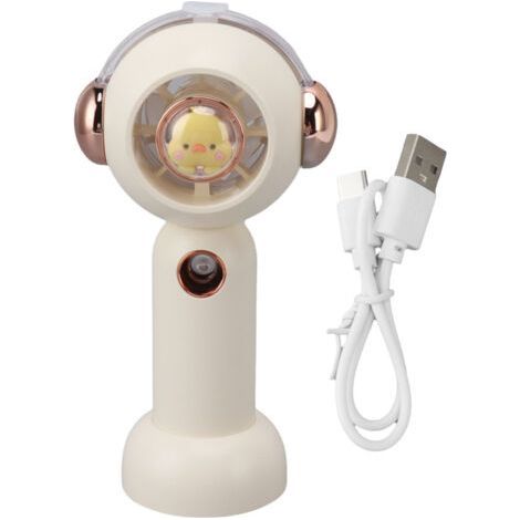 Simpatico ventilatore nebulizzatore portatile con funzione di atomizzazione, piccolo ventilatore tascabile ricaricabile tramite USB, 500 mAh, bianco (1/5)