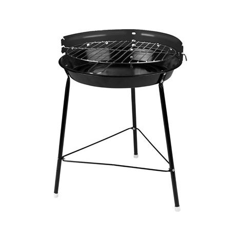 Barbecue rond charbon de bois 45x33cm – Hauteur réglable – Acier émaillé et inox – Grille avec poignée – Stabilité renforcée – Akhuo