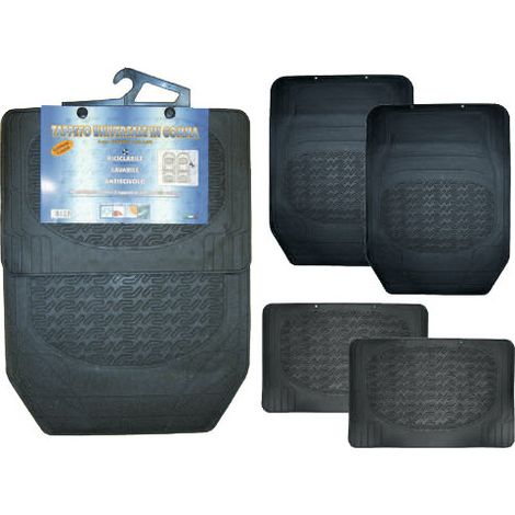 Juego de alfombrillas universales para coche 4 piezas – Goma ecológica – Antideslizantes y recortables