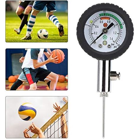 Manomètre de pression pour ballons de football, indicateur de pression portable noir à aiguille, mesure précise de la pression en intérieur, test de réglage de la pression pour ballons gonflables (1/5)