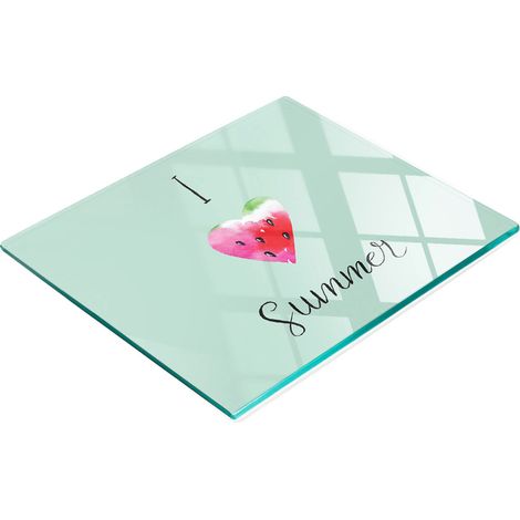 Tablero de vidrio decorativo multifuncional para cocina con dise帽o de sand铆a, 60x52 cm.
