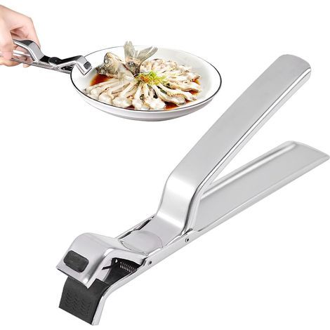 CCYKXA Heavy-duty stainless steel anti-scalding kitchen tongs, heat-resistant and durable, one-handed operation, multi-functional kitchen tool for bowls, plates, pans, deep fryers