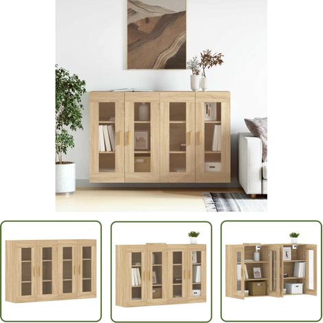 The Living Store Armoires murales 2 pcs chêne sonoma bois d'ingénierie - Armoire Murale - Meuble De Rangement - Buffet - Étagère Murale - Décoration Intérieure (1/5)
