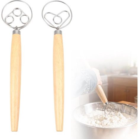 Set aus 2 dänischen Schneebesen und Teigpinsel Edelstahl-Rührgerät für Teig Eier und Backwaren robuster Holzgriff dänischer Teigpinsel (1/5)