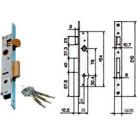 2PZ SERRATURA INFILARE MONTANTI CATENACCIO SCROCCO 901K mm16 9011116