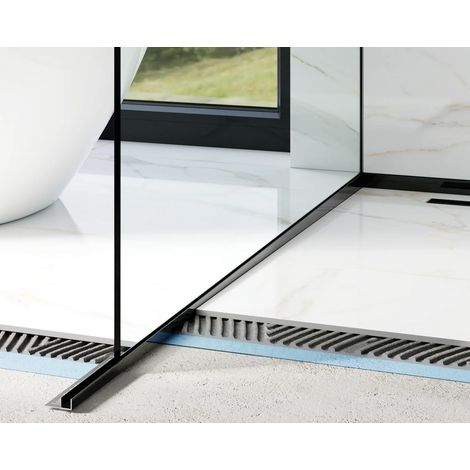 Profilo laterale sinistro inclinato per vetro doccia 8-10mm a pavimento 30mm x 1200mm - nero lucido