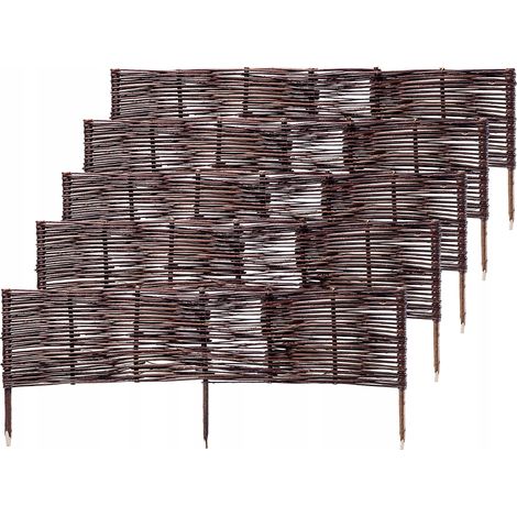 KADAX Palisade aus Weide, natürlicher Weidenzaun, 5 Stück, 100x40cm