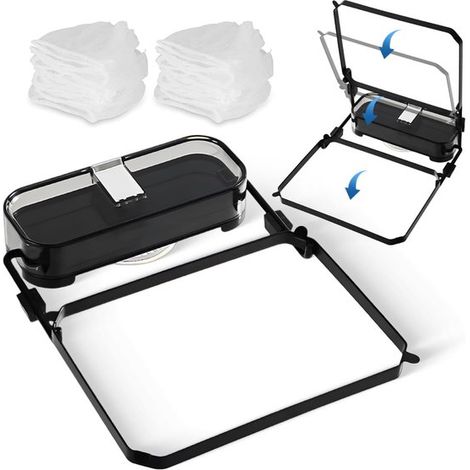 Colador de fregadero plegable de hierro negro con 50 bolsas de filtro desechables. (1/5)