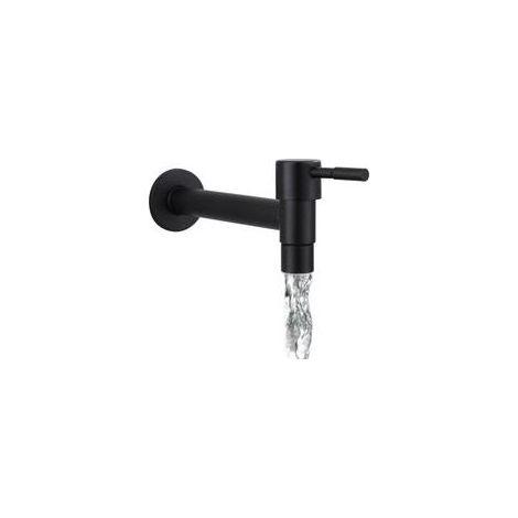 Robinet d'Eau Froide Monté Murale, Acier Inoxydable Noir Mat Robinet Salle de Bain ou Cuisine Élégant (1/5)