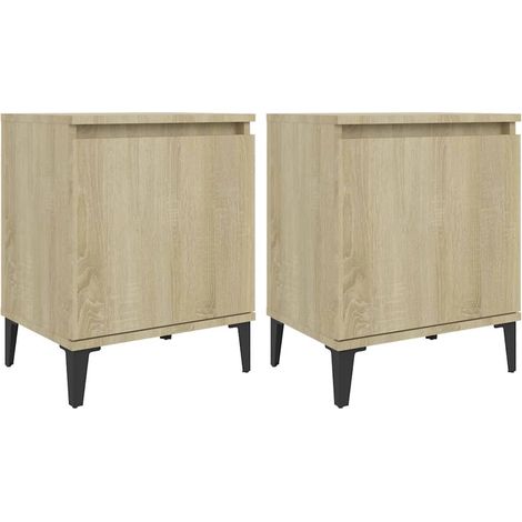 Maison Exclusive - Mesitas de noche con patas de metal roble Sono (1/5)