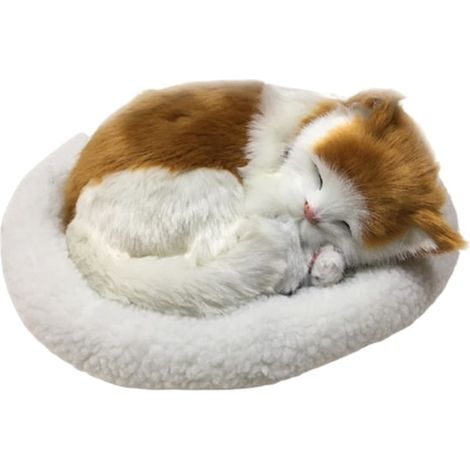 Simulation réaliste chaton/chiot peluche respirant avec nid moelleux jouet doux pour animaux sommeil enfant