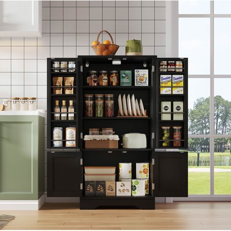 meuble rangement cuisine haut design 120x60x40 MDF noir OKMYHOME (1/5)