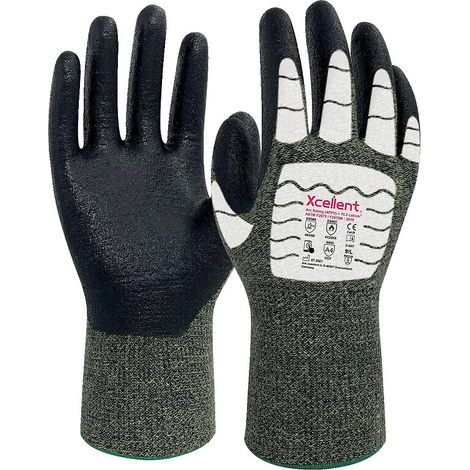 Gants X-007 Jauge 13 chaleur et anticoupure D vert taille 9- sachet de 6 paires - XCELLENT