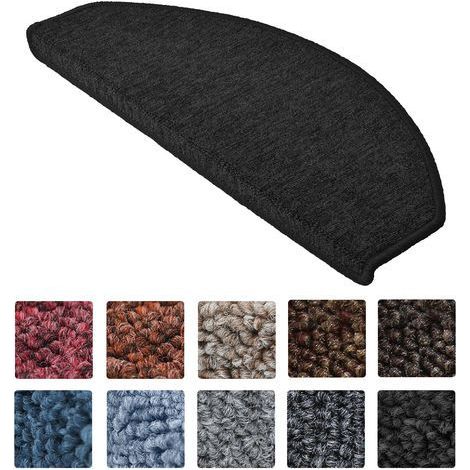 Beautissu ProStair Alfombras pequeñas semicirculares para escaleras (55 x 15 cm), set de 15 unidades Antracita, 65 x 25 x 4 cm
