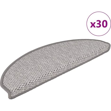 vidaXL Tapis d'escalier autocollants 30 pcs 65x21x4 cm platine