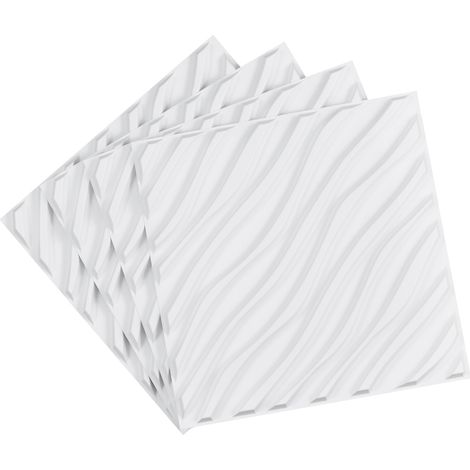 Mophorn 3D-Wandpaneele, 12er-Pack 50 x 50 cm, minimalistische PVC-Wellenfliesen, 32 Quadratfuß Abdeckung, Akzent-Wandpaneel, Inneneinrichtung, Mattweiß