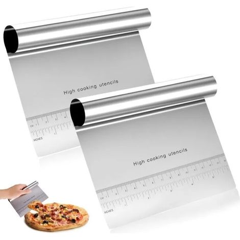 2 racloirs à légumes, racloir à pâtes en acier inoxydable, racloir à pâtes, spatule de cuisine, spatule à pâtisserie, coupe-pizza (1/5)