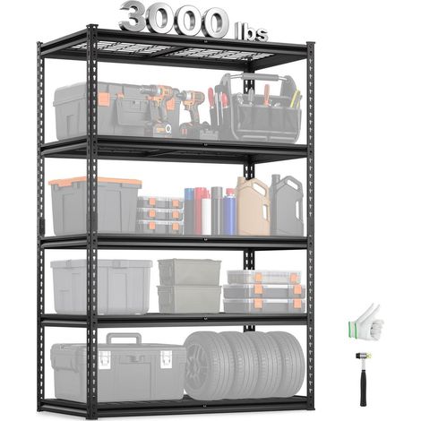 Stockage organisé - étagère de garage métallique 5 niveaux réglables, charge 1361 kg, pour atelier ou buanderie (1/5)