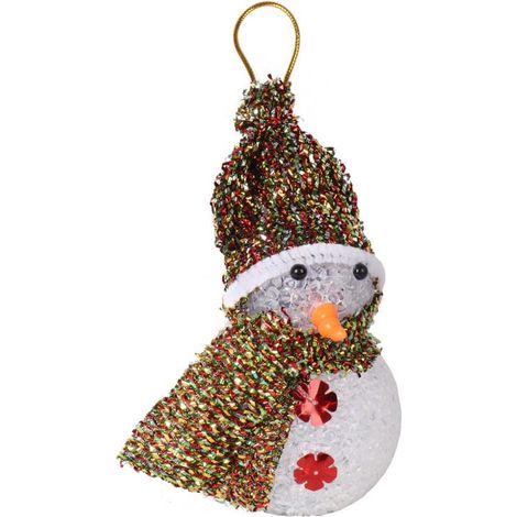 Muñeco de nieve iluminado con LED que cambia de color, 12,5 cm, blanco, funciona con pilas. (1/5)
