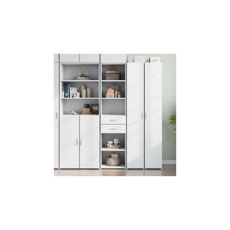 Buffet haut blanc 45x42,5x185 bois d'ingénierie (1/5)