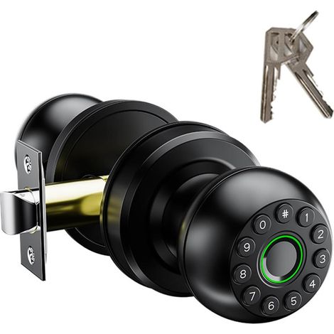 Bouton de porte à empreinte digitale, serrure de porte électrique, serrure de porte intelligente, serrure de porte biométrique, serrure intelligente avec contrôle par application, chargeur de (1/5)