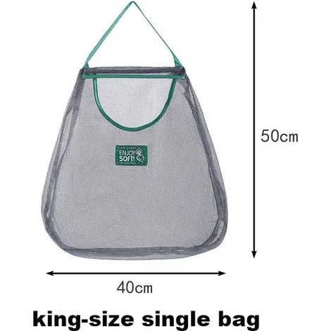 (Grand sac individuel, 1 pièce) Sac de rangement suspendu réutilisable en filet pour la cuisine, filet à fruits et légumes pour gingembre, ail, pommes de terre, oignons, organisateur de produits frais (1/4)