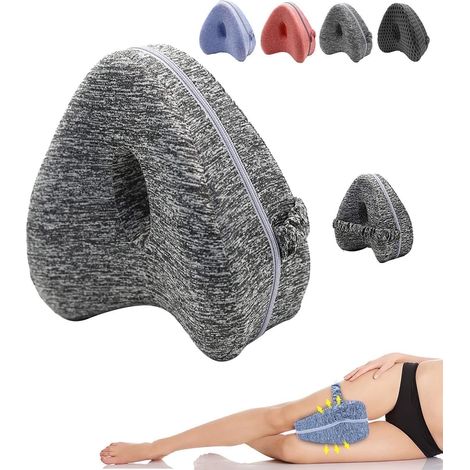 Oreiller genou pour dormeur côté - Alignement bassin et jambes - Soulage sciatique et dos - Mémoire de forme - Gris (1/5)