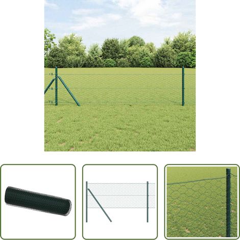 vidaXL Terrassenzaun -  Hexagonzaun Grün 0,4 x 25 m PVC (1/5)