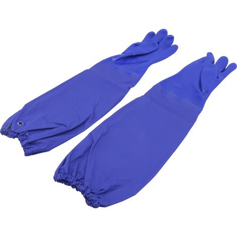 Gants résistants aux produits chimiques, enduits de PVC, résistants aux huiles, acides et alcalis, manches longues, mats, antidérapants et résistants à l'usure (L) (1/5)