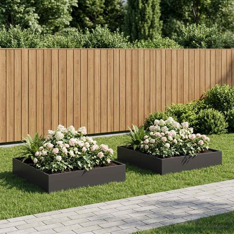 vidaXL Macetero de Jardín 2 uds. Negro 80 x 80 x 20 cm (1/5)
