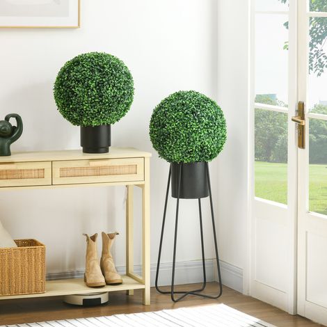 Set di 2 sfere di bosso artificiali 36.5x36x42 cm, per interni ed esterni, manutenzione semplice, plastica verde (1/5)
