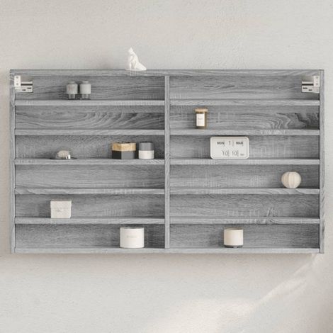 vidaXL Vitrina de madera de ingeniería gris Sonoma 100x8,5x58 cm (1/5)