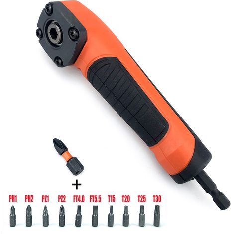 Tournevis électrique, outil de tournage, orange avec connecteur de type P Tournevis d'angle ultra-fin, multifonctionnel et robuste, tournevis électrique, outil de tournage, accessoires pour outils éle (1/5)