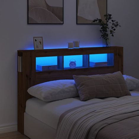 Cabecero LED madera ingeniería roble artisan 160x18,5x103,5 cm vidaXL