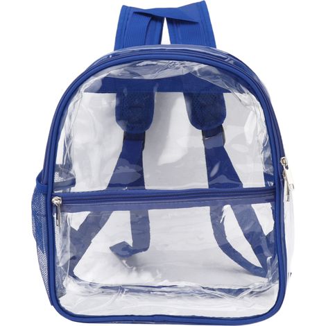 Transparenter PVC-Rucksack, tragbar, mit Reißverschluss, großes Fassungsvermögen, blau, ideal für die Schule. (1/5)