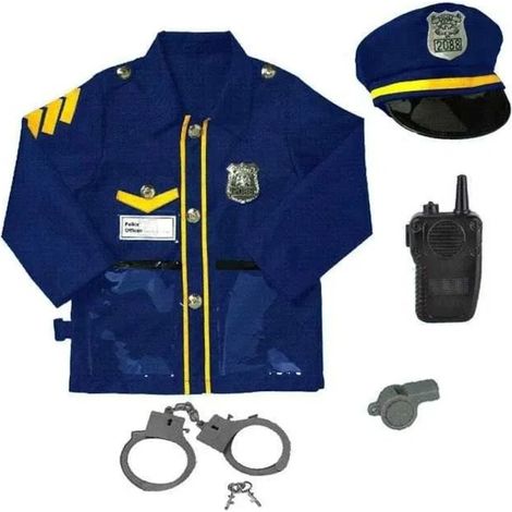 Costume da poliziotto per bambini, con accessori inclusi, blu, poliestere, 3-7 anni (1/4)