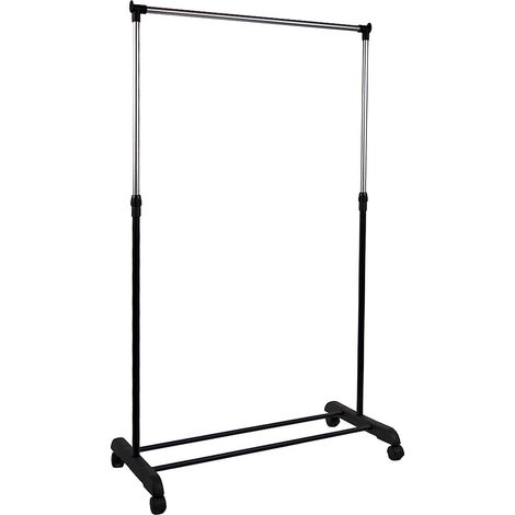 Single Garment Rack Adjustable Clothes Rail, Silver
