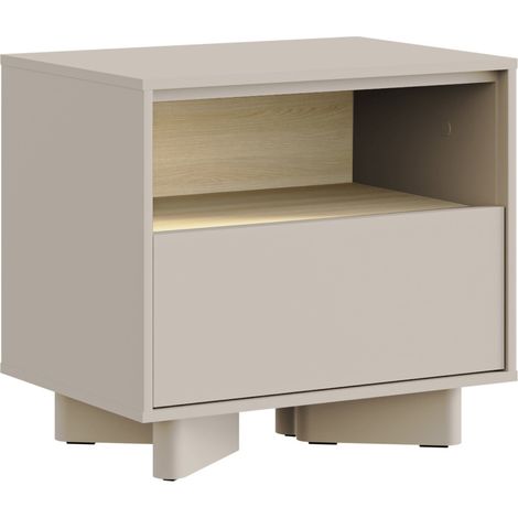 Selsey Distria – Comodino con cassetto grigio cachemire / effetto rovere, 50 cm