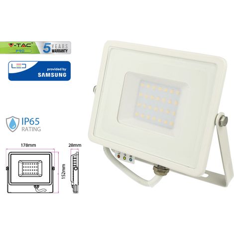 Faro Led Flood Light 30W IP65 Bianco Naturale Super Slim Carcassa Bianca Chip Samsung Garanzia 5 Anni SKU-404 (1/3)