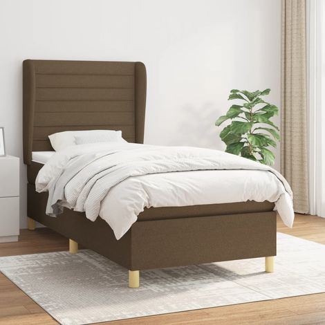 Boxspringbett mit Matratze Dunkelbraun 100x200 cm Stoff (1/5)