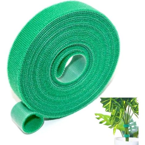 Attaches de Jardin pour Plantes, 1 pièce, réutilisable, résistant aux intempéries, Refermable, Aide à l'escalade pour Plante (10m, 12.5mm de largeur, Vert) (1/5)