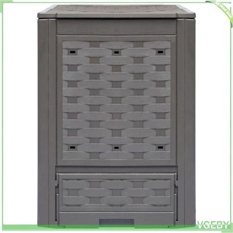 Composteur de jardin - FAFEICY - 278917 - 2x300 L (600 L) - 60x60x83 cm - plastique aspect rotin résistant UV (1/5)